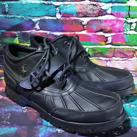 Polo Ralph Lauren Dover III Black Leather Hiking Duck Boots Shoes Mens Size 11.5 main image 13